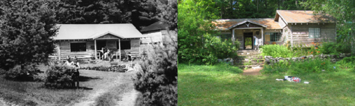 Views of Nature Lodge: (A) Shortly after it was built c. 1930; (B) 2019