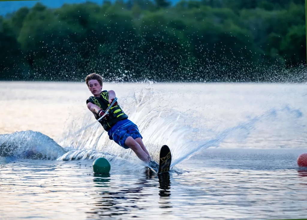 slalom skiing at Camp Pemi